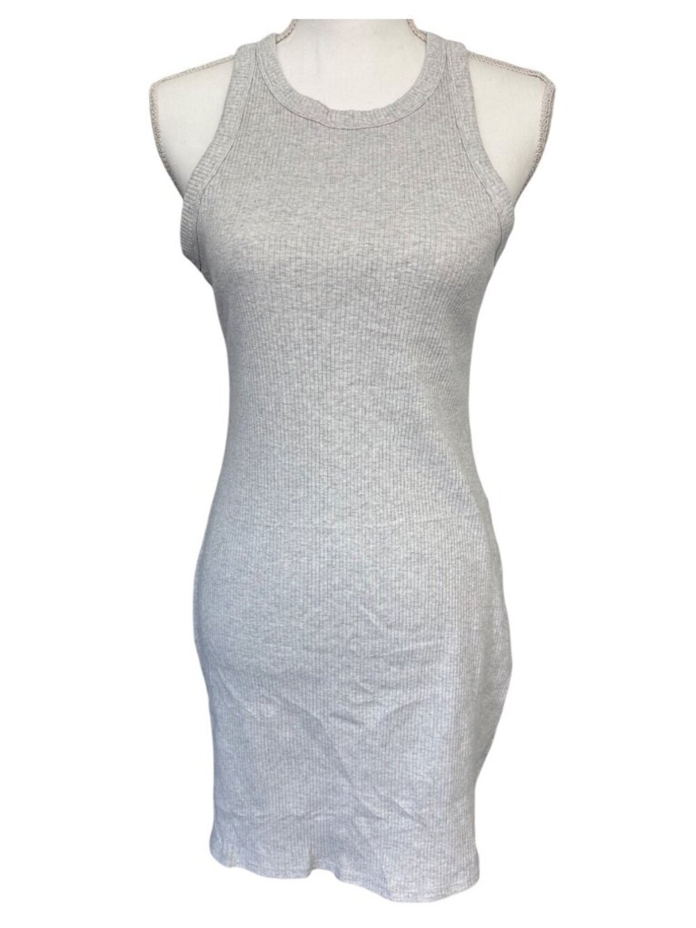 Victoria Secret Pink Womens L Ribbed Tank Beach Dress Light Gray Cotton/Elastane